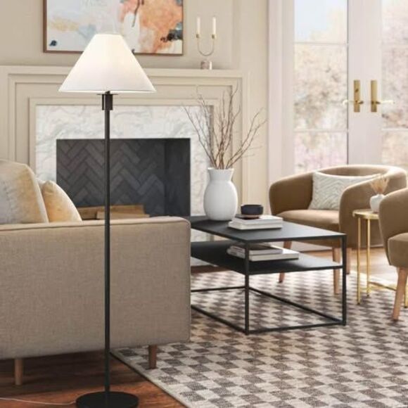 60”x15” Black Stick Floor Lamp Linen Tapered Shade Threshold Light NIB (R3) - Picture 7 of 7